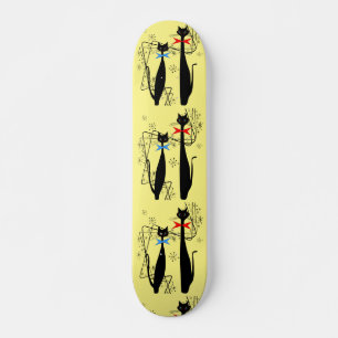Retro Atomic Era Mid Century Modern Cool Cat Skateboard