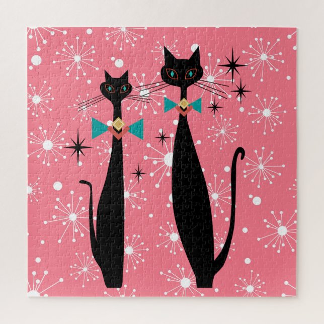 Retro Atomic Era Mid Century Modern Cool Cats Jigsaw Puzzle (Vertical)