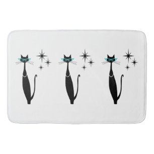 Retro Atomic Era Mid Century Modern MCM Black Cat Bath Mat