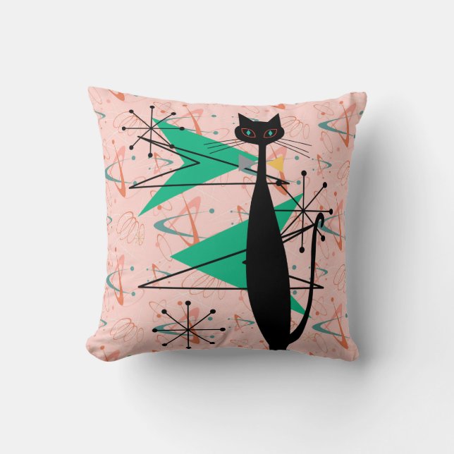 Retro Atomic Era Mid Century Modern MCM Cool Cat 4 Cushion (Front)