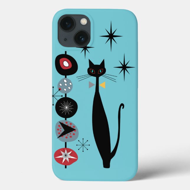 Retro Atomic Era Mid Century Modern MCM Cool Cat B Case-Mate iPhone Case (Back)