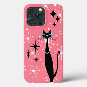 Retro Atomic Era Mid Century Modern MCM Cool Cat B iPhone 13 Pro Case