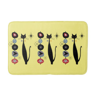 Retro Atomic Era Mid Century Modern MCM Cool Cat  Bath Mat