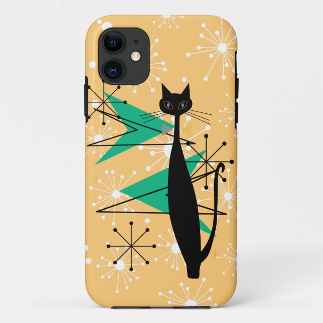 Retro Atomic Era Mid Century Modern MCM Cool Cat Case-Mate iPhone Case (Back)