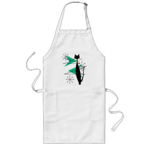 Retro Atomic Era Mid Century Modern MCM Cool Cat Long Apron