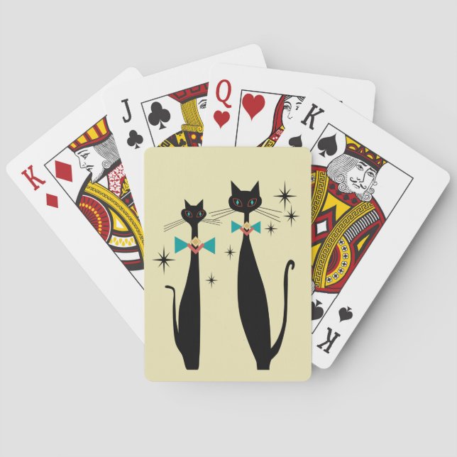 Retro Atomic Era Mid Century Modern MCM Cool Cat Playing Cards (Back)