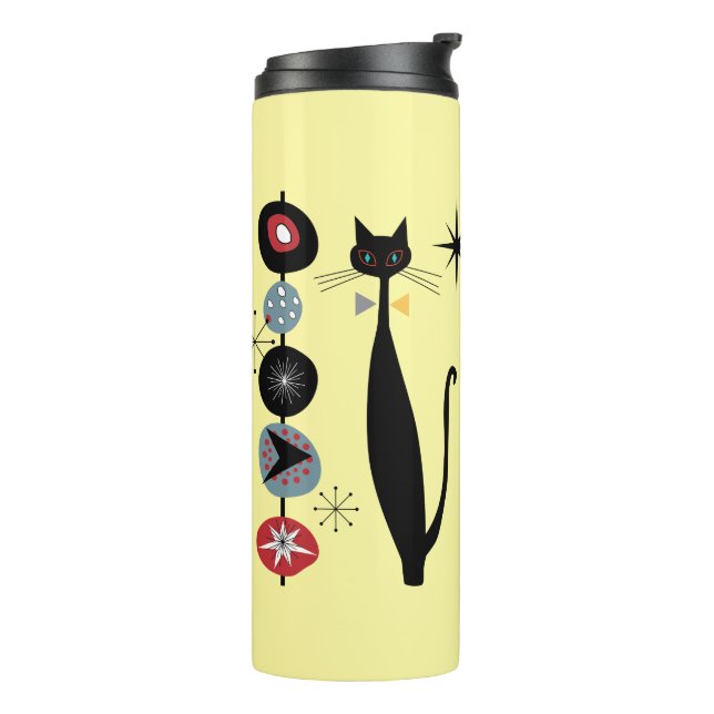 Retro Atomic Era Mid Century Modern MCM Cool Cat Thermal Tumbler (Rotated Left)