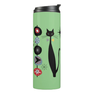 Retro Atomic Era Mid Century Modern MCM Cool Cat Thermal Tumbler