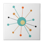 Retro Atomic Era Starburst Mid Century Modern Ceramic Tile<br><div class="desc">This fabulous mid century modern decorative tile features an atomic starburst in the colours of turquoise blue,  two shades of orange,  cream,  and black. This will make a colourful addition to your decor!</div>