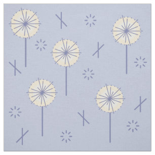 Retro Atomic Flowers Blue Yellow Fabric