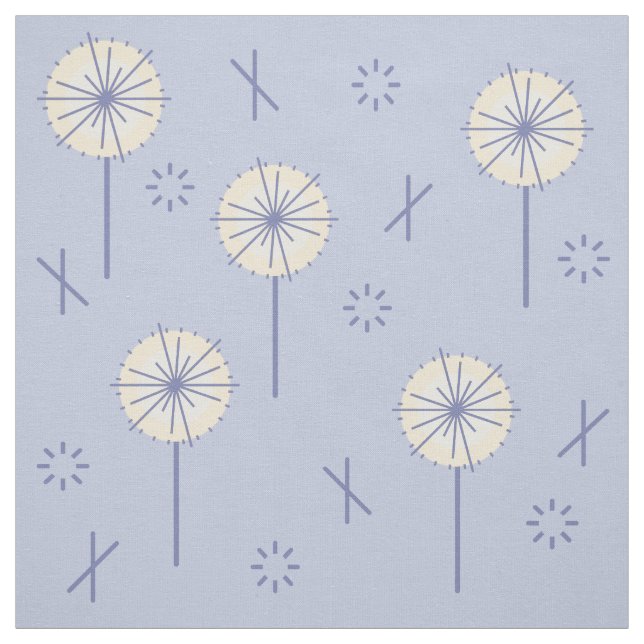 Retro Atomic Flowers Blue Yellow Fabric (Swatch)