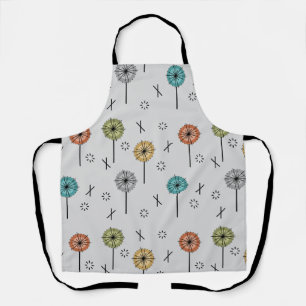 Retro Atomic Flowers Multicolored Apron