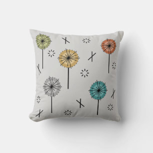 Retro Atomic Flowers Multicolored Cushion