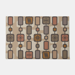 Retro Atomic Geometric Art Earth Tones Doormat
