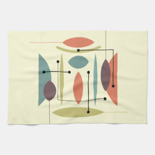Retro Atomic Hip Abstract Tea Towel