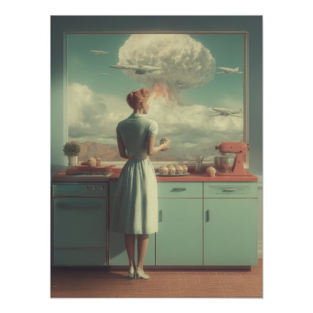 Retro Atomic Kitchen Surreal Art Poster (Front)