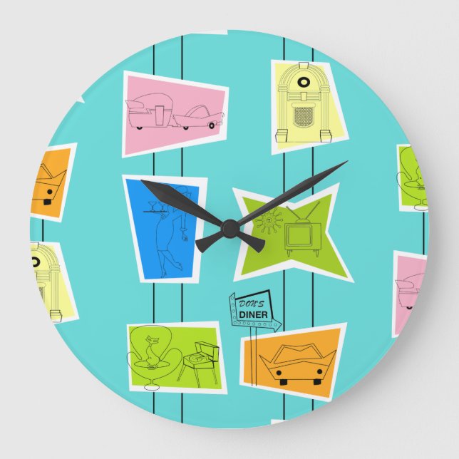 Retro Atomic Kitsch Acrylic Wall Clock (Front)