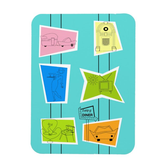 Retro Atomic Kitsch Flexible Magnet (Vertical)