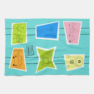 Retro Atomic Kitsch Kitchen Towel