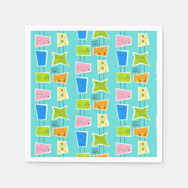 Retro Atomic Kitsch Paper Napkin (Front)
