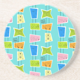 Retro Atomic Kitsch Sandstone Coaster
