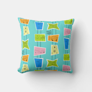 Retro Atomic Kitsch Throw Pillow