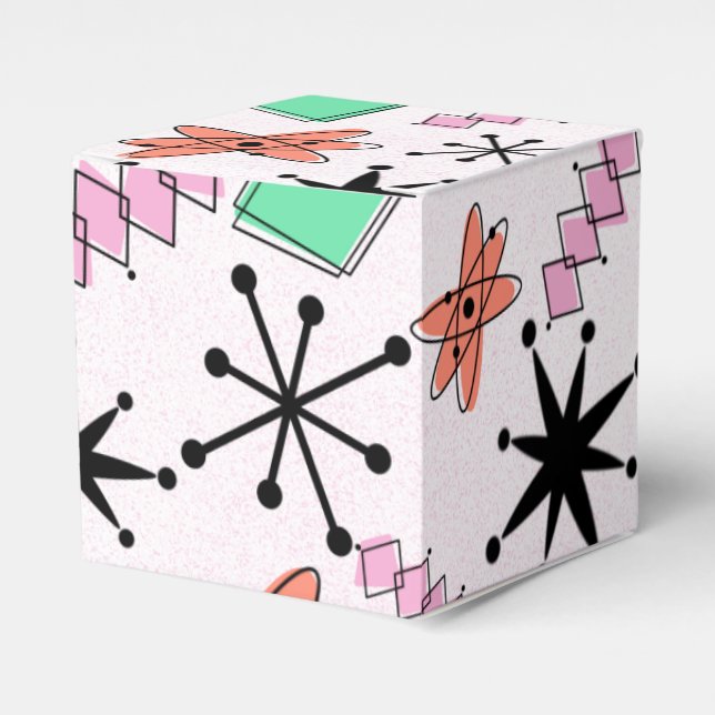 Retro Atomic MCM Pink Orange Green Black Favour Box (Front Side)