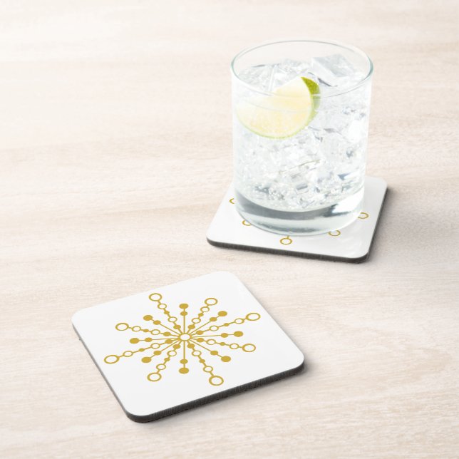 Retro Atomic Mid-Century Design Gold Colour Custom Coaster (Right Side)