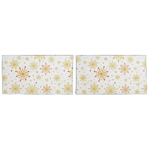Retro Atomic Mid-Century Mod Red & Gold  Pillowcase