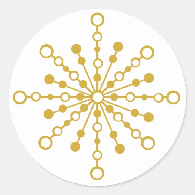 Retro Atomic Mid-Century Mod Red & Gold Starburst Classic Round Sticker (Front)
