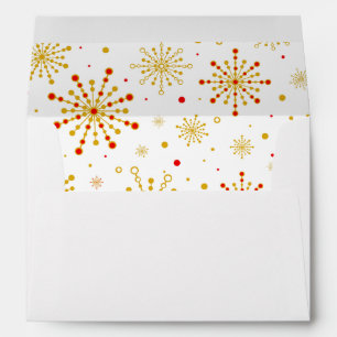 Retro Atomic Mid-Century Mod Red & Gold Starburst Envelope