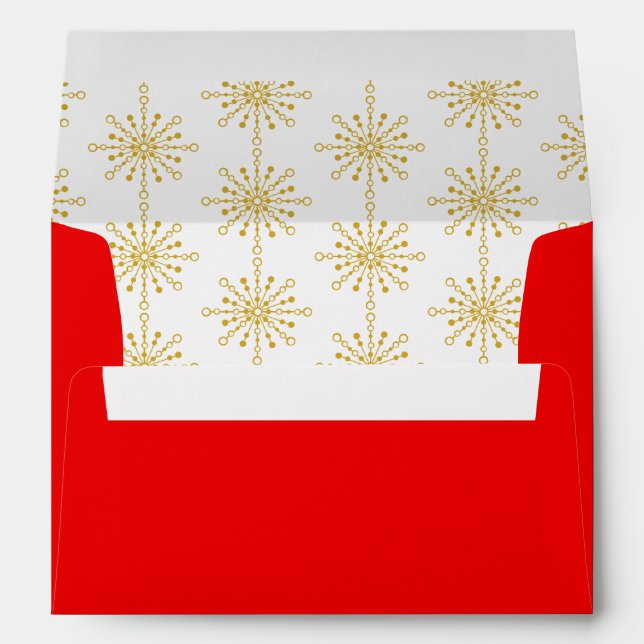 Retro Atomic Mid-Century Mod Red & Gold Starburst Envelope (Back (Bottom))