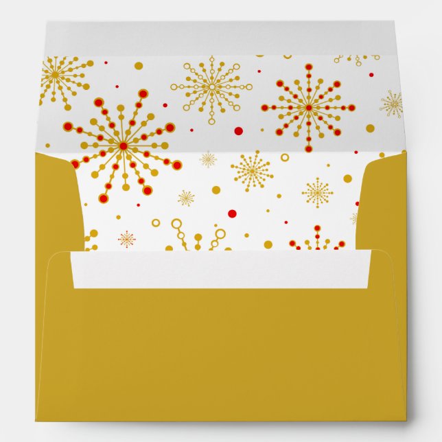 Retro Atomic Mid-Century Mod Red & Gold Starburst Envelope (Back (Bottom))