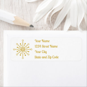 Retro Atomic Mid-Century Mod Red & Gold Starburst Return Address Label