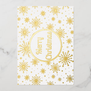 Retro Atomic Mid-Century Mod Starburst Gold Foil Holiday Card