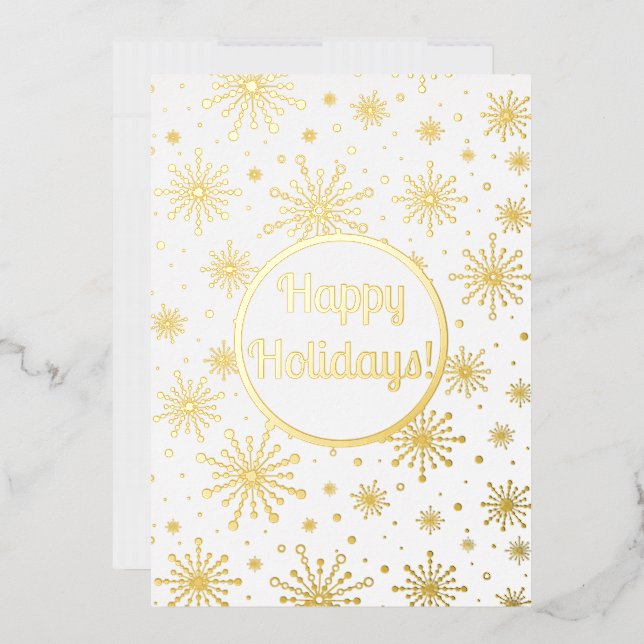 Retro Atomic Mid-Century Mod Starburst Gold Foil Holiday Card (Envelope)