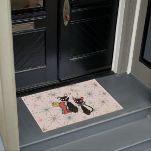 Retro Atomic Mid Century Modern Cool Cat  Doormat