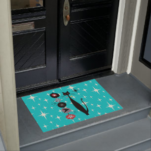Retro Atomic Mid Century Modern Cool Cat Doormat