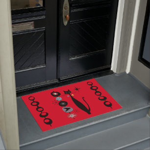 Retro Atomic Mid Century Modern Cool Cat  Doormat