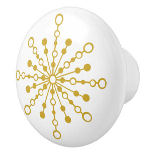 Retro Atomic Mid-Century Modern Gold Colour Design Ceramic Knob