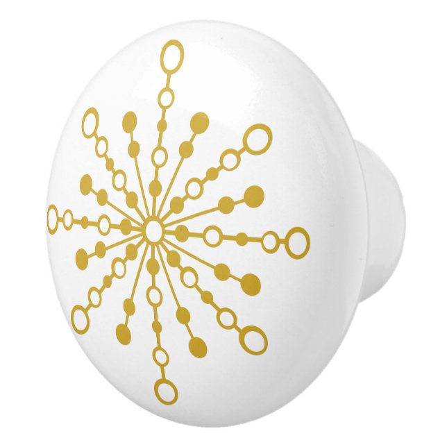 Retro Atomic Mid-Century Modern Gold Colour Design Ceramic Knob (Right)