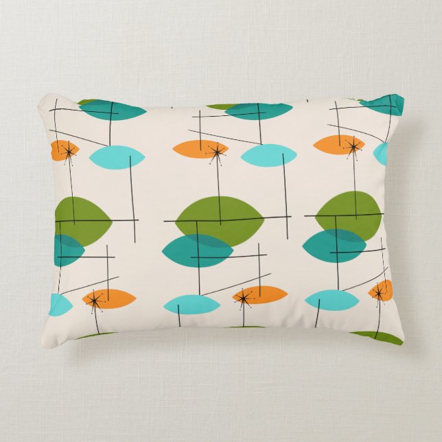 Retro Atomic Mobile Pattern Accent Pillow (Front)