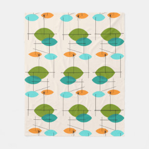 Retro Atomic Mobile Pattern Fleece Blanket