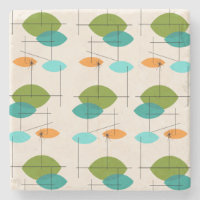 Retro Atomic Mobile Pattern Marble Stone Coaster