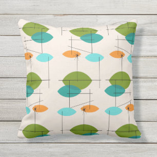 Retro Atomic Mobile Pattern Outdoor Pillow