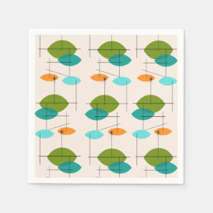 Retro Atomic Mobile Pattern Paper Napkins