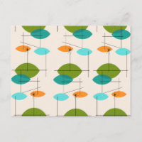 Retro Atomic Mobile Pattern Postcard