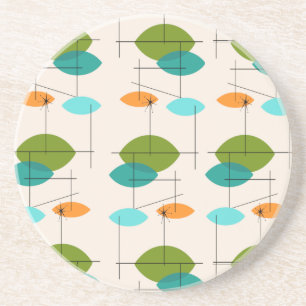 Retro Atomic Mobile Pattern Sandstone Coaster