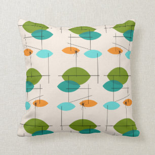 Retro Atomic Mobile Pattern Throw Pillow