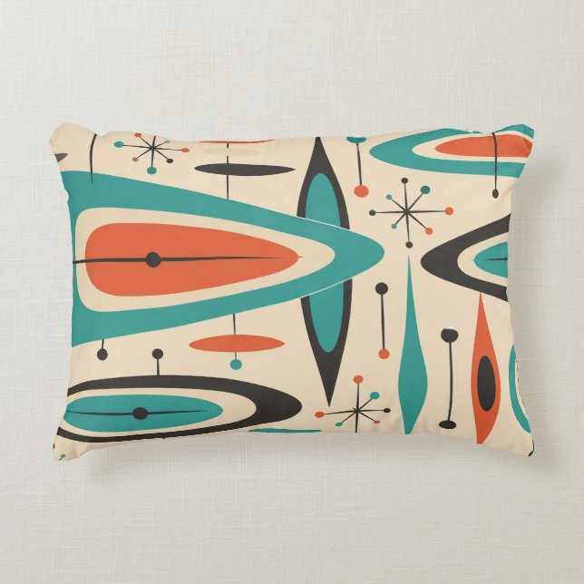 Retro Atomic Orbit Pattern Decorative Cushion (Front)
